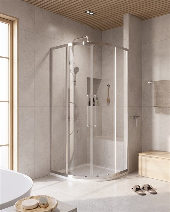 RELAX-304-R-2-90-C-GM Душевой уголок, отделка Оружейная сталь RELAX-304-R-2-90-C-GM - фото 123010