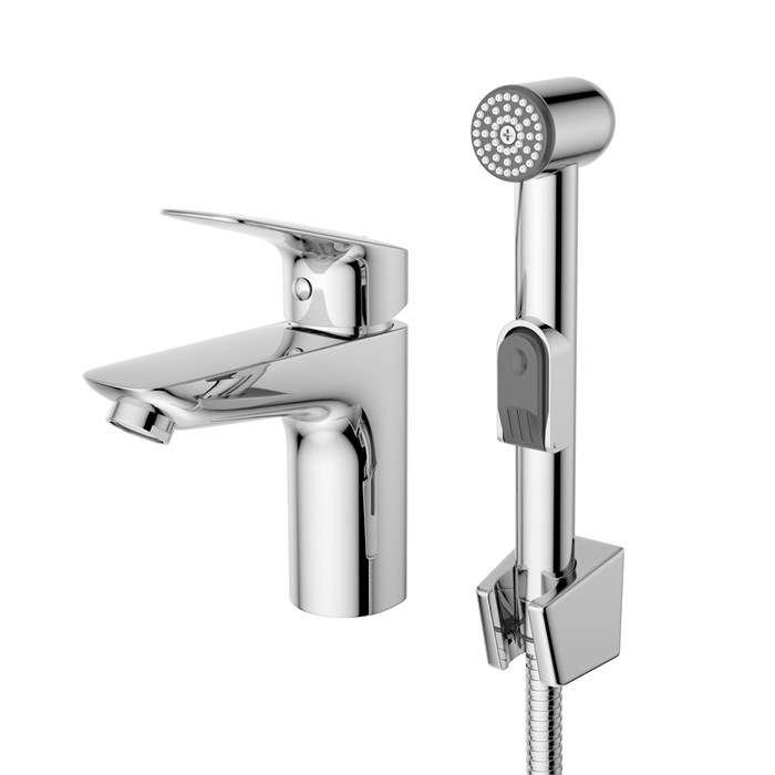 Смеситель для раковины без донного клапана с гигиеническим душем BelBagno DUE-LVM/HGN-CRM-W0 DUE-LVM/HGN-CRM-W0 - фото 127083
