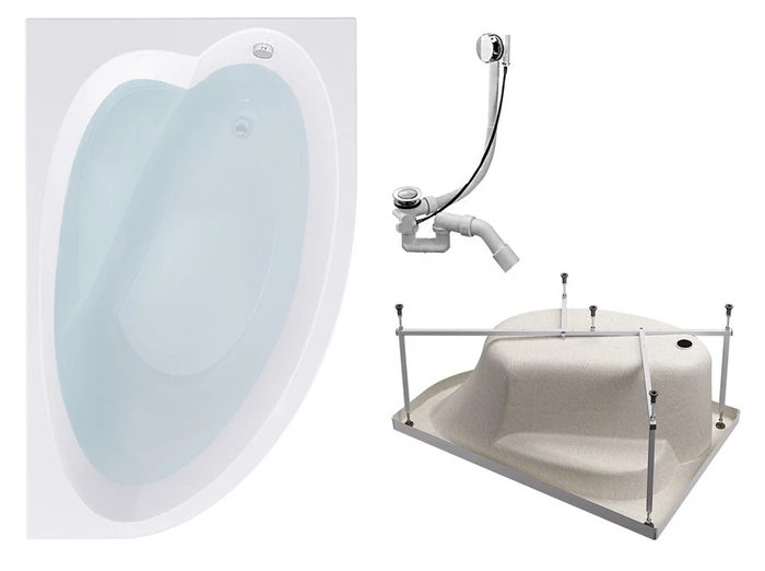 Комплект Акриловая ванна TIMO IVA1595R 150*95*70+Каркас + Слив-перелив IVA1595R-KTIVA15-SPV1505