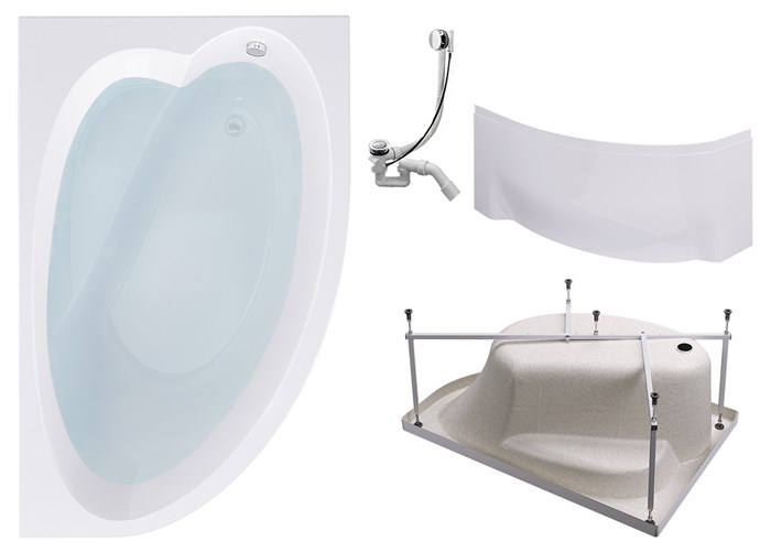 Комплект Акриловая ванна TIMO IVA1595R 150*95*70+Каркас + Слив-перелив+Фронтальная панель IVA1595R-KTIVA15-SPV1505-FPIVA15R - фото 131843