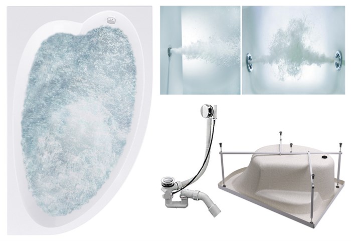 Комплект Акриловая ванна TIMO IVA1595R 150*95*70+Каркас + Слив-перелив+Гидромассаж 6 форсунок+Гидромассаж спины 3 форсунки IVA1595R-KTIVA15-SPV1505-T-CM-T-BM - фото 132513