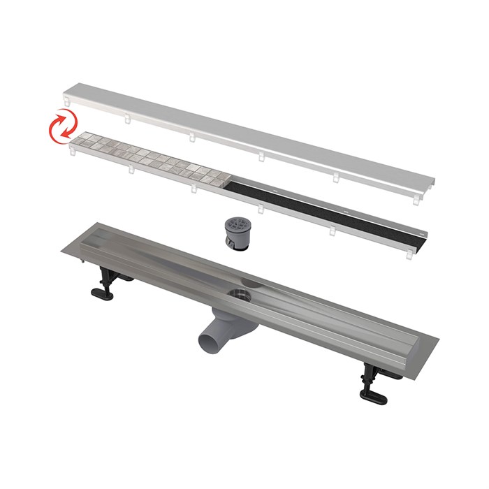 Alcaplast  APZ13-DOUBLE9 Водоотводящий желоб с двухсторонней решеткой DOUBLE  AG071401950 AG071401950 - фото 137913