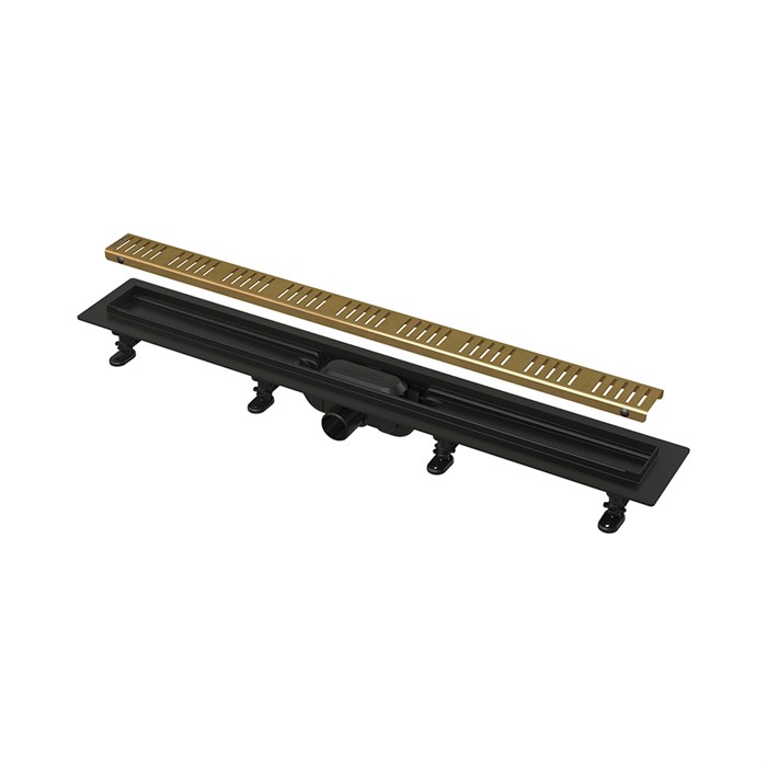 Alcaplast  Водоотводящий желоб с порогами для перфорированной решетки, латунь  APZ10BLACK-650BRASS APZ10BLACK-650BRASS - фото 138228