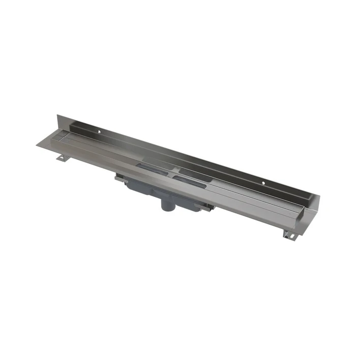 Alcaplast  APZ16 Wall Водоотводящий желоб для перфорированной решетки с фиксированным воротником к стене низкий, вертикальный сток, 1050 мм  APZ1116-1050 APZ1116-1050