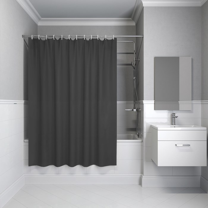 Штора IDDIS для ванной 200x180 см темно-серый PE (P03PE18i11) P03PE18i11 - фото 147025