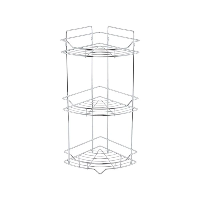 Полка трёхъярусная угловая Milardo Grid проволока стальная, хром (GRICC3CM44) GRICC3CM44