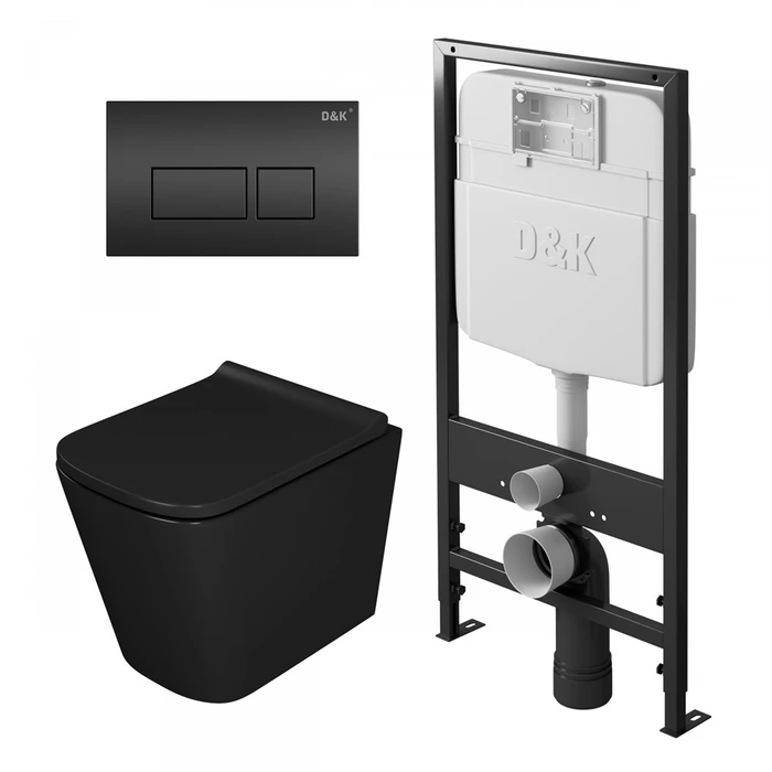 Комплект D&K DS1432501 унитаз DT1436025, инсталляция DI8055119, клавиша смыва DB1439025 DS1432501