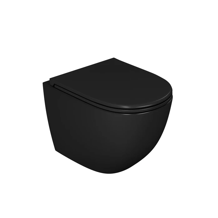 Унитаз подвесной безободковый D&K Matrix DT1396025, 490*370*360мм, сиденье микролифт, черный DT1396025