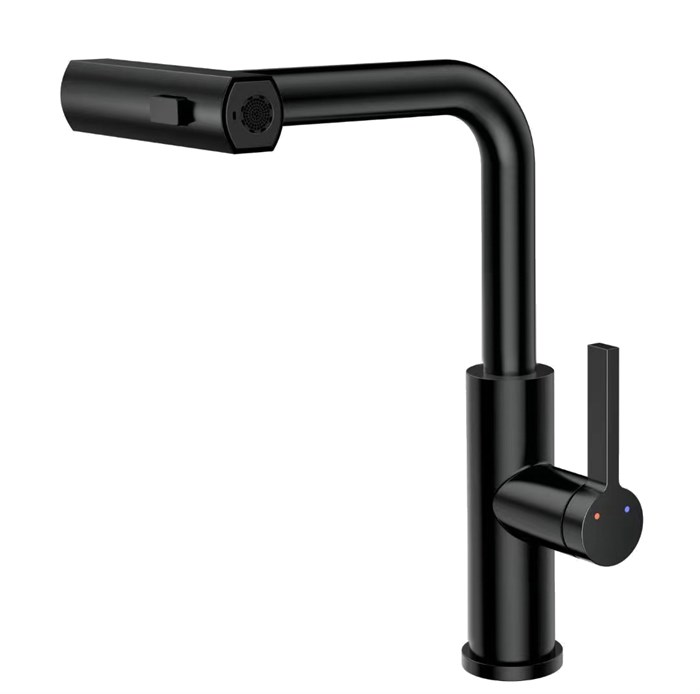 Смеситель для кухни с выдвижной лейкой RUSH Tinos (TI3732-18Black) TI3732-18Black - фото 148345