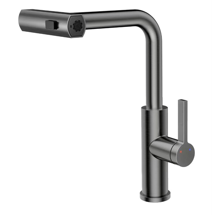 Смеситель для кухни с выдвижной лейкой RUSH Tinos (TI3732-18Grey) TI3732-18Grey - фото 148346