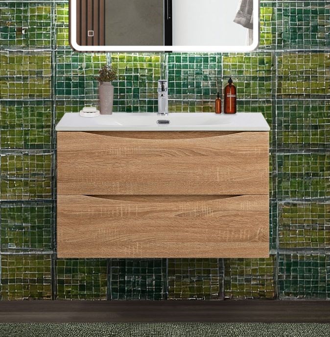 Тумба с раковиной подвесная BelBagno MARINO-CER-N-800-2C-SO-WO-P Rovere Bianco, раковина белая BB-8099-80 13020 - фото 149913