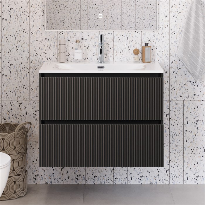 Тумба с раковиной подвесная BelBagno UNO-MINI-700-2C-SO-GSO Темно-Серый матовый, раковина белая BB-8099-3-70 12903 - фото 150014