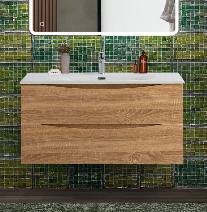 Тумба с раковиной подвесная BelBagno MARINO-CER-N-1000-2C-SO-WO-P Rovere Bianco, раковина белая BB-8099-100 13050 - фото 150124