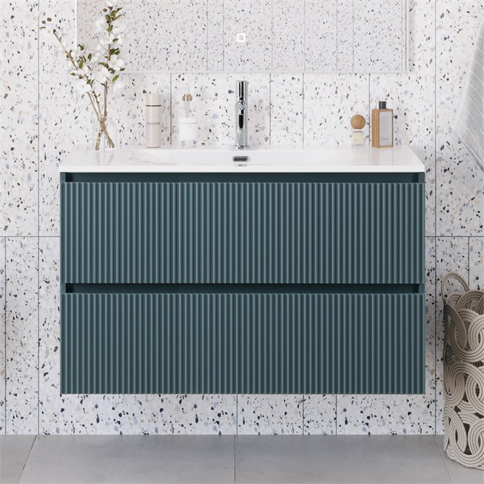 Тумба с раковиной подвесная BelBagno UNO-MINI-900-2C-SO-AO Голубой матовый, раковина белая BB-8099-3-90 12958 - фото 150231