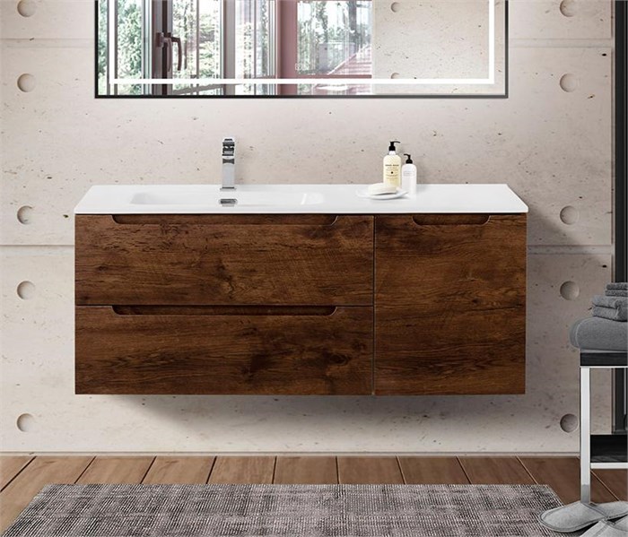 Подвесная тумба с раковиной BelBagno ETNA 120 Rovere Moro левая, ETNA-1200-2C-1A-SO-RW-L + BB1200ETL-L 11625 - фото 150717