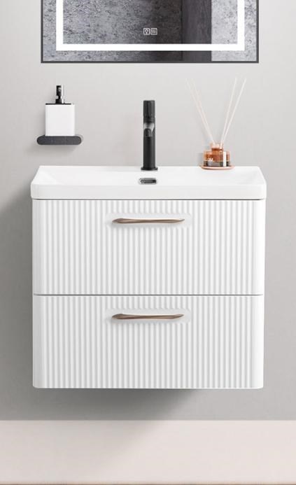 Подвесная тумба с раковиной Belbagno DUE 60 см Белый металлик DUE-600-2C-SO-BM-P + BB-8076-3-60 11485 - фото 151053