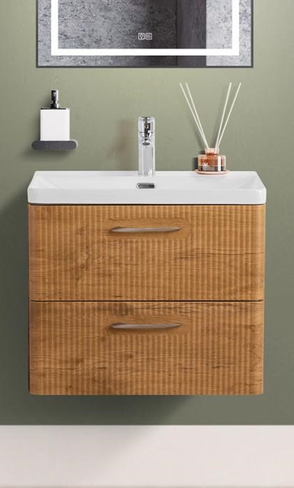 Подвесная тумба с раковиной Belbagno DUE 60 см Rovere Nature DUE-600-2C-SO-RN-P + BB-8076-3-60 11484 - фото 151102