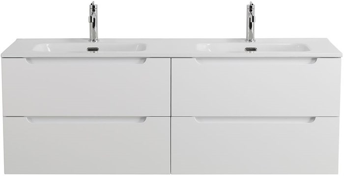 Тумба BelBagno ETNA-1200-4C-SO-2-BL с 2-й раковиной BelBagno BB1200-2-ETL, Bianco Lucido 10894 - фото 151167