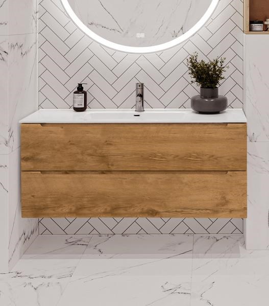 Подвесная тумба с раковиной BelBagno ETNA Rovere Nature 120 см ETNA-1200-2C-SO-RN-P + BB1200ETL 5436 - фото 153415