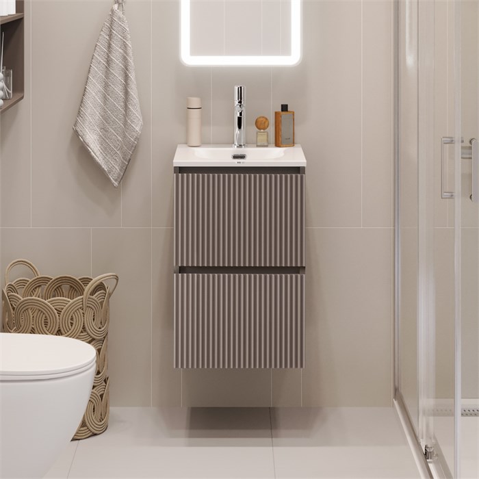 Тумба с раковиной подвесная BelBagno UNO-MINI-400-2C-SO-CO Бежевый матовый, раковина белая BB-8099-3-40 12854 - фото 155225