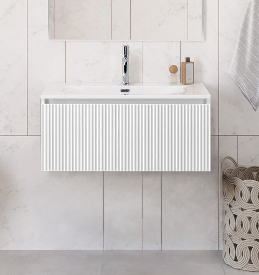 Тумба с раковиной подвесная BelBagno UNO-800-1C-SO-BO Bianco Opaco, раковина белая BB-8099-80 12976 - фото 155601