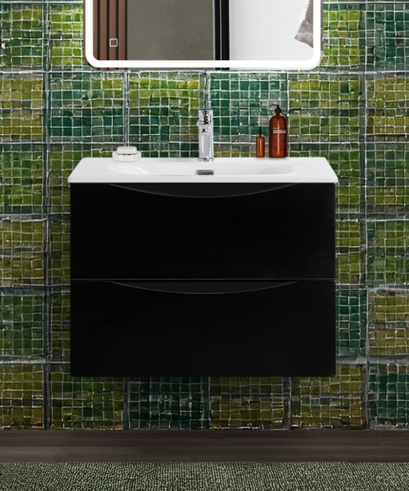 Тумба с раковиной подвесная BelBagno MARINO-CER-N-700-2C-SO-NL-P Nero Lucido, раковина белая BB-8099-70 13002 - фото 155653