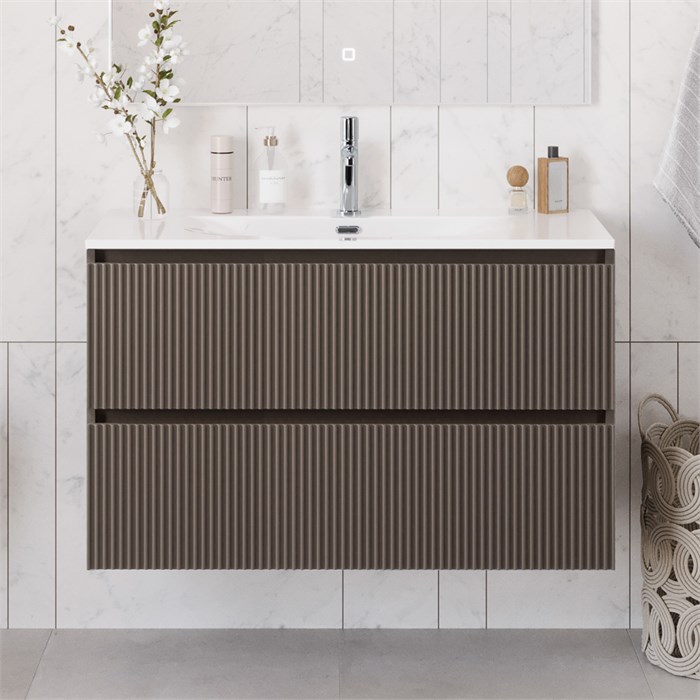 Тумба с раковиной подвесная BelBagno UNO-1000-2C-SO-CO Бежевый матовый, раковина белая BB-8099-100 12775 - фото 155904