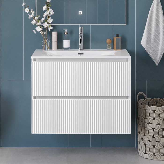 Тумба с раковиной подвесная BelBagno UNO-800-2C-SO-BO Bianco Opaco, раковина белая BB-8099-80 12762 - фото 156138