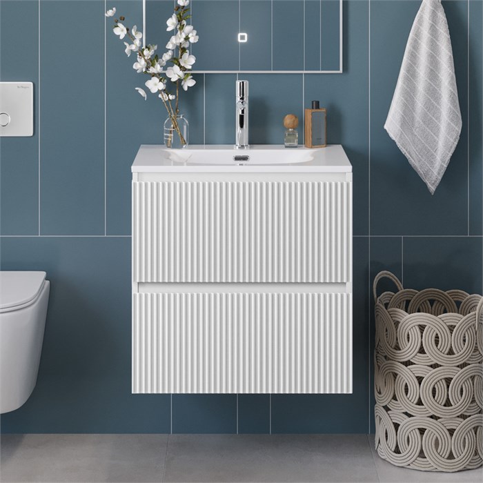 Тумба с раковиной подвесная BelBagno UNO-600-2C-SO-BO Bianco Opaco, раковина белая BB-8099-60 12737 - фото 156155