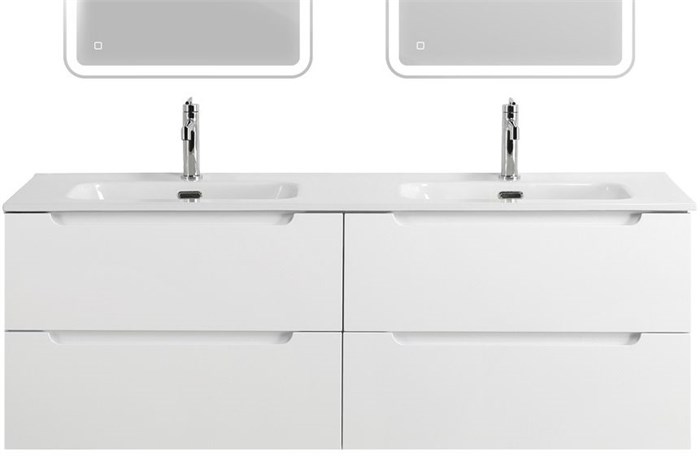 Тумба BelBagno ETNA-1400-4C-SO-2-BL с 2-й раковиной BelBagno BB1400-2-ETL, Bianco Lucido 10897 - фото 156211