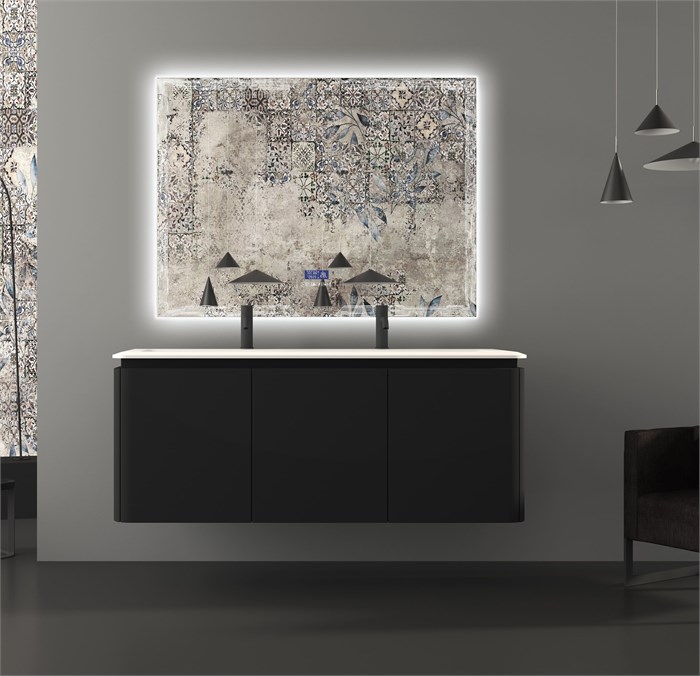 Мебель для ванной комнаты CEZARES STYLUS 141 см Nero grafite 55231 + 55265 7867 - фото 157444