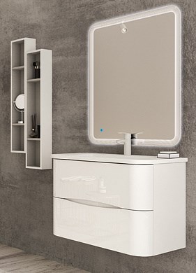 Мебель для ванной комнаты подвесная CEZARES ANGIE NEW 80 Bianco Lucido 55065 + 50220 7739 - фото 157472