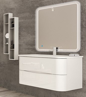 Мебель для ванной комнаты подвесная CEZARES ANGIE NEW 100 Bianco Lucido 55067 + 50221 7742 - фото 157498