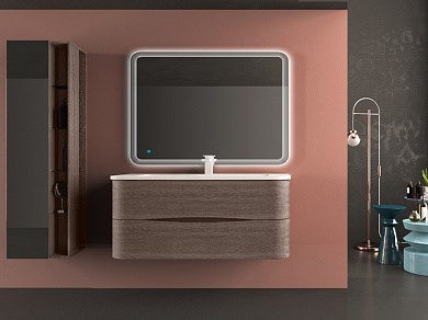 Мебель для ванной комнаты подвесная CEZARES ANGIE NEW 100 Rovere scuro Soft 55068 + 50221 7734 - фото 157526