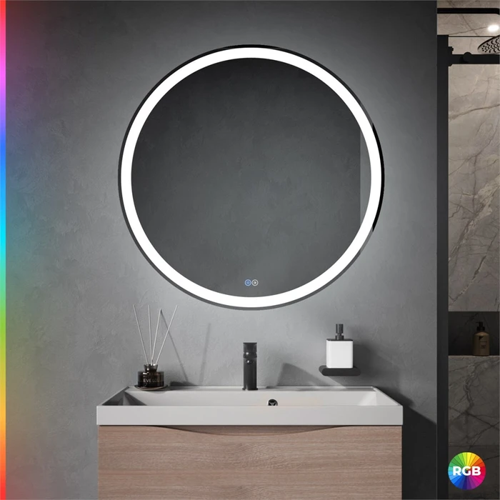MULTICOLORE Зеркало со встроенной разноцветной подсветкой RGB и сенсорным выключателем, круглое CZR-SPC-MC-800-RGB-TCH, 12V, 220-240V, 800x30 CZR-SPC-MC-800-RGB-TCH