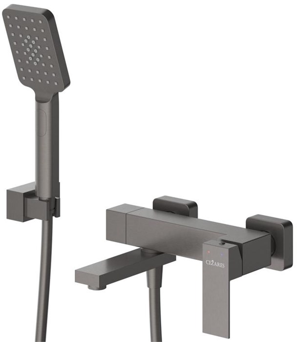 Смеситель CEZARES SLIDER-VD-GM для ванны и душа с поворотным изливом, с ручным душем, шлангом и держателем SLIDER-VD-GM - фото 163082