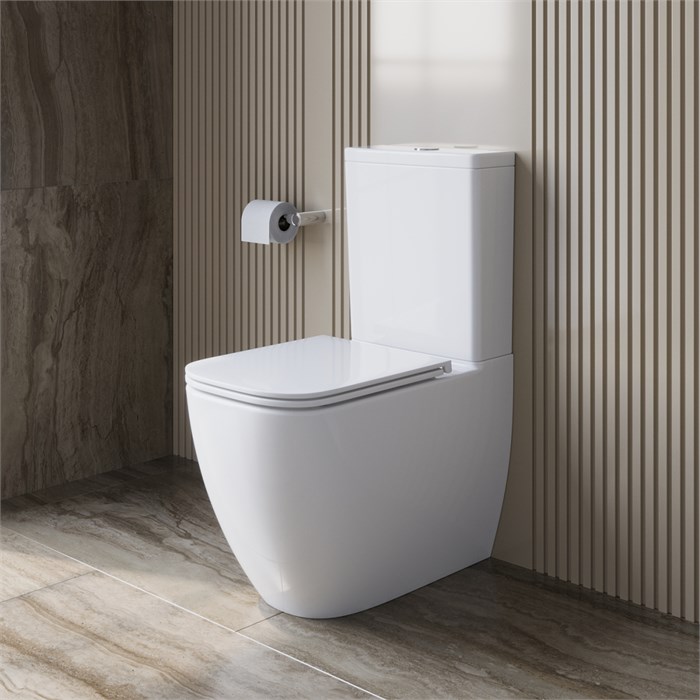 Унитаз-компакт безободковый с сиденьем и смывом TORNADO BelBagno LUCE-TOR BB2197CP-TOR/SC + BB2197T 11640 - фото 167133