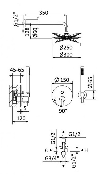 Душевая система Cezares LEAF-DSIP-30-L-SR LEAF-DSIP-30-L-SR - фото 168570