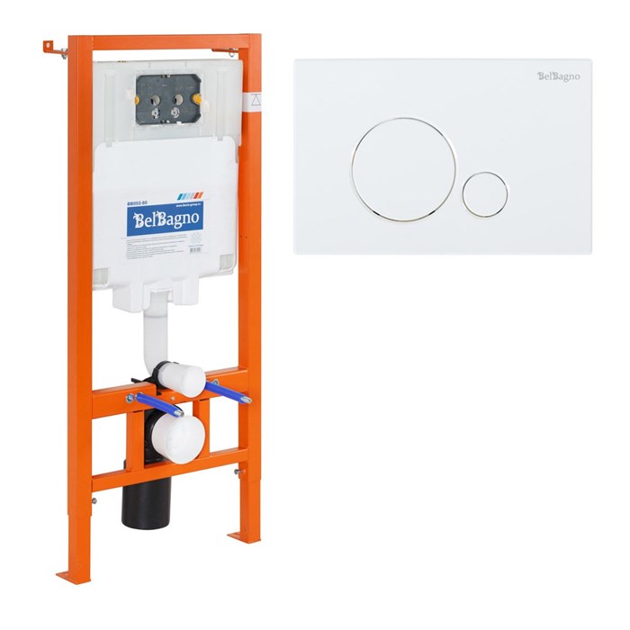 Система инсталляции для подвесных унитазов BelBagno BB002-80 с кнопкой смыва BB014-SR-BIANCO BB002-80/BB014-SR-BIANCO - фото 169310