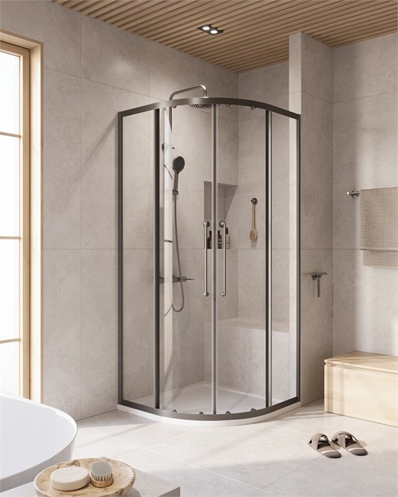 Душевой уголок Cezares RELAX-304-R-2-90-C-GM, 90х90х200, профиль оружейная сталь, прозрачное стекло RELAX-304-R-2-90-C-GM - фото 170367