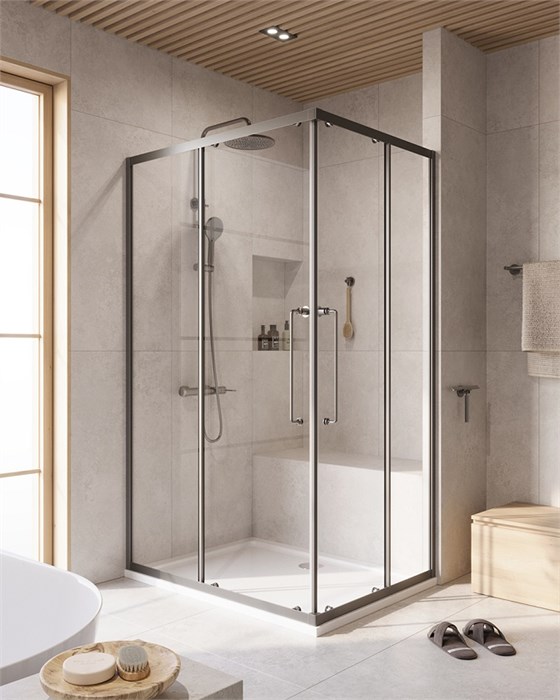 Душевой уголок Cezares RELAX-304-AH-2-120/90-C-GM, 120х90х200, профиль оружейная сталь, прозрачное стекло RELAX-304-AH-2-120/90-C-GM - фото 170452