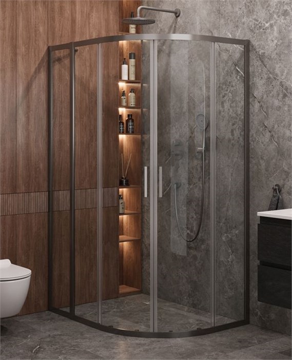 Душевой уголок Cezares MOLVENO-RH-2-120/100-C-GM-IV, 120х100х195, профиль оружейная сталь, прозрачное стекло MOLVENO-RH-2-120/100-C-GM-IV - фото 170467
