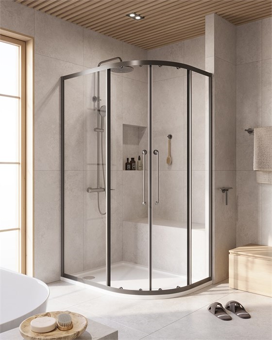 Душевой уголок Cezares RELAX-304-RH-2-120/90-C-GM, 120х90х200, профиль оружейная сталь, прозрачное стекло RELAX-304-RH-2-120/90-C-GM - фото 170662