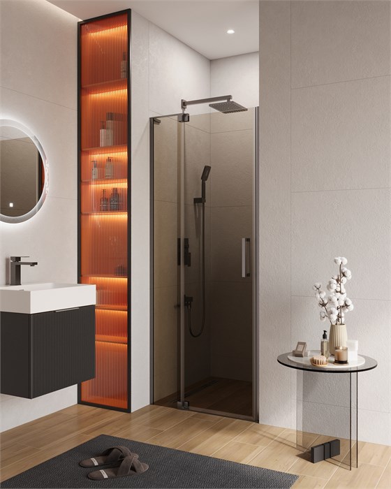 Душевая дверь в нишу CEZARES SLIDER-B-1-80/90-BR-GM SLIDER-B-1-80/90-BR-GM - фото 171021