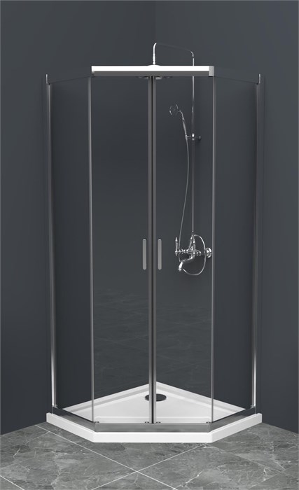 Душевой уголок BelBagno UNO-195-P-2-100-C-Cr UNO-195-P-2-100-C-Cr - фото 172575