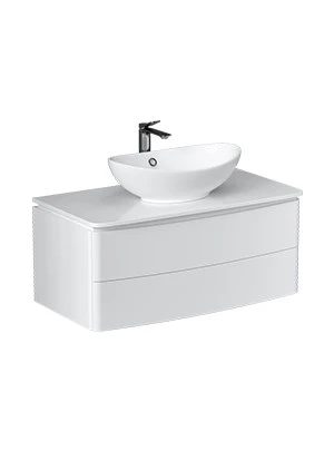 Тумба под раковину VELVEX Luna 1000-0-2 со столешницей навесная белый tp.LUN.100.2Y белый глянец/дуб золотой