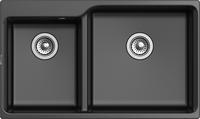 RIVELATO Мойка кварц  Axel 90D  2-чаш  870*520  nero арт. X-90D nero - фото 180783