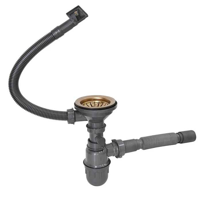 Сифон MIXLINE 3 1/2*40  с прямоуг. переливом, с гофрой 40*40  PRO БРОНЗА (551690) 551690