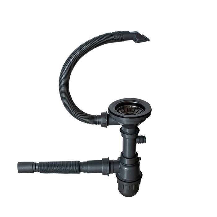 Сифон MIXLINE 3 1/2*40  с прямоуг. переливом, с гофрой 40*40  PRO ЧЕРНЫЙ ГРАФИТ (551692) 551692 - фото 186713