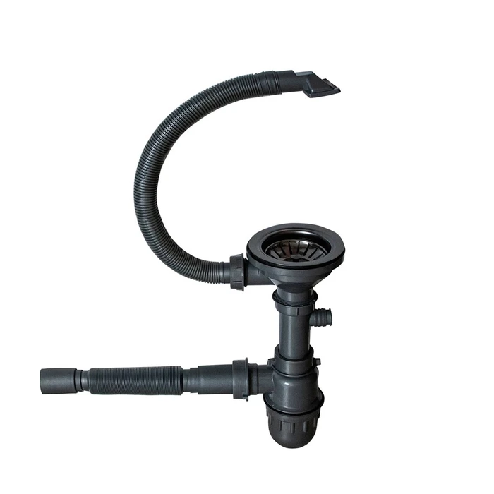 Сифон MIXLINE 3 1/2*40  с прямоуг. переливом, с гофрой 40*40  PRO ЧЕРНЫЙ ГРАФИТ (551692) 551692